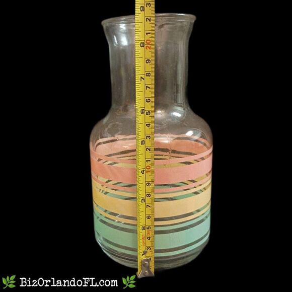 VINTAGE: Horizontal Pastel Stripes Design Juice Decanter, Carafe, Pitcher No Lid - Picture 7 of 9